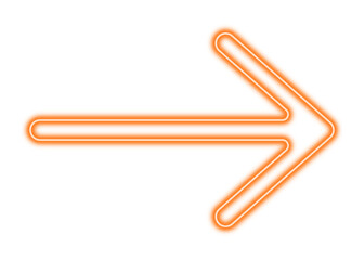 Orange neon arrow icon, vector illustration, on transparent background, png.