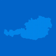 Fototapeta premium Blue halftone dot outline map background of Austria