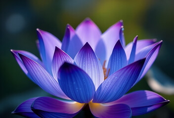 Close up of purple lotus water lily in bloom, Generative AI