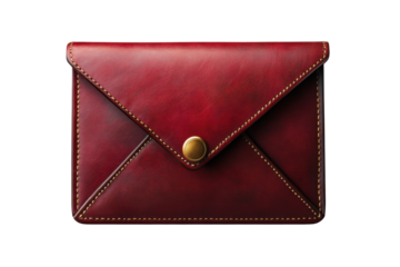 Elegant brown leather envelope wallet with button closure, showcasing craftsmanship for stylish storage of cards and cash