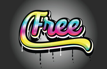 Free Hand Lettering Graffiti with dripping vector template