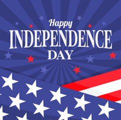 
USA Independence Day celebration vector with bold text and fireworks stars