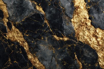 A chic black marble texture with shimmering gold veins, high resolution luxury background