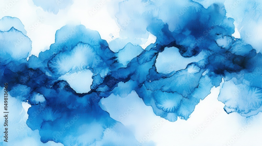 Canvas Prints abstract blue watercolor design with ethereal flowing patterns