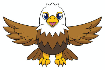 Cartoon Eagle with Spread Wings and Yellow Talons in Animation Style Design
