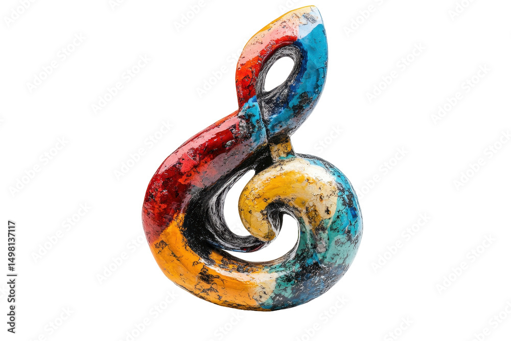 Aufkleber Decorative red musical clef symbol representing rhythm and melody in artistic design for various creative projects