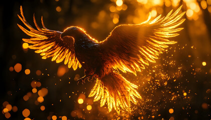 pheonix returning to ashes dramtic lighting set in wild nature