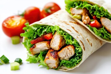 Delicious grilled chicken and veggie wraps