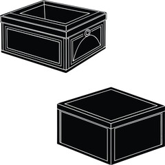 Black box set silhouette vector art with editable background