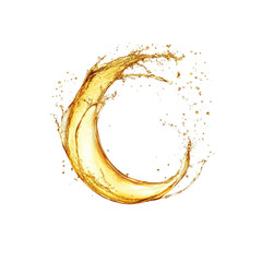 Obraz premium Golden Liquid Splash Forming a Circular Shape on Transparent Background