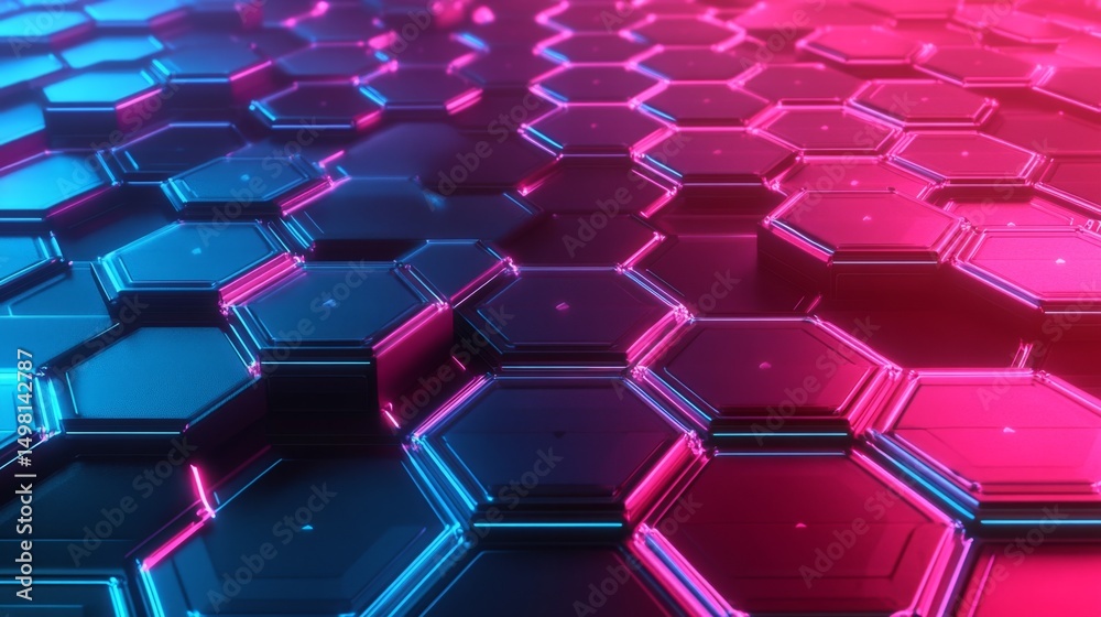 Poster exploring the digital grid of interlocking hexagonal shapes virtual environment graphic design futur