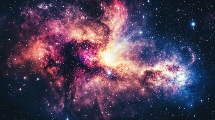 Fototapeta premium Colorful Cosmic Nebula in Deep Space with Bright Stars and Gas Clouds