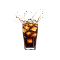 Refreshing Cola Drink with Ice Cubes and Splash