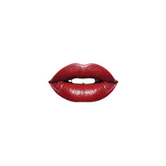 Sensual Red Lips with Glossy Finish - Close-up Macro Shot