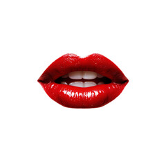 Close-up of Sensual Red Lips with Glossy Finish