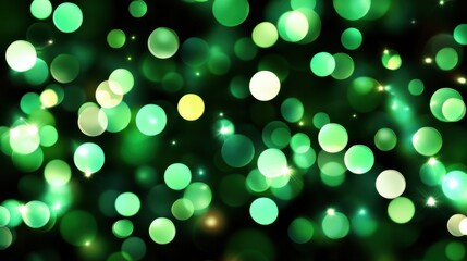 Obraz premium Vibrant Green Bokeh Lights in a Dreamy Abstract Background