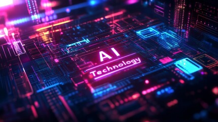 Exploring the future of ai technology a glowing background in digital environments