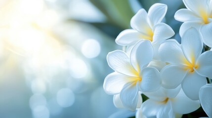 Delicate White Flowers with Soft Yellow Center in Natural Light