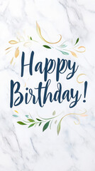 Obraz premium Elegant happy birthday greeting with artistic floral accents for celebration design