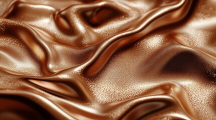 Shimmering Copper Satin Fabric with Smooth Waves and Textures