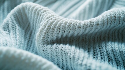 Soft Blue Knit Fabric with Textured Pattern and Cozy Appearance