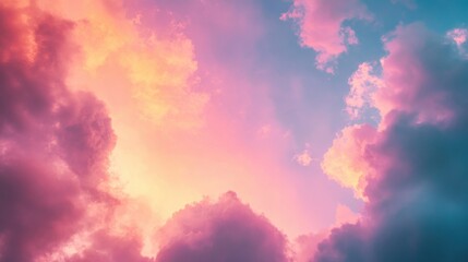 Obraz premium Majestic Sunset Sky with Vibrant Pink and Orange Cloud Patterns
