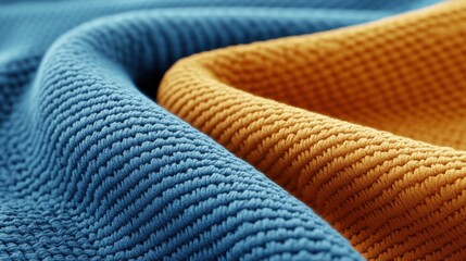 Textured Blue and Orange Fabric Background for Creative Projects