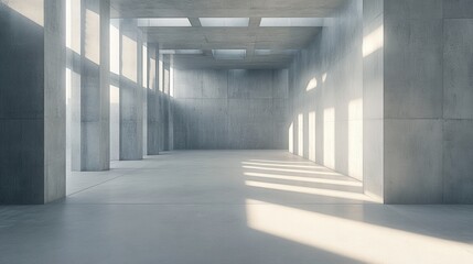 Modern Minimalist Interior with Concrete Walls and Natural Light