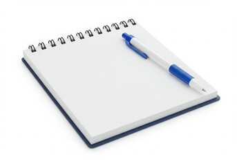 Blank spiral notebook with pen isolated on white background