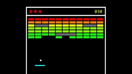 Animated breaking blocks bouncing ball retro old video game. 
Old video game Animation. - Powered by Adobe