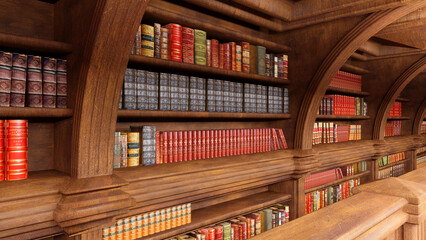 Obraz premium view of bookshelves in an old library