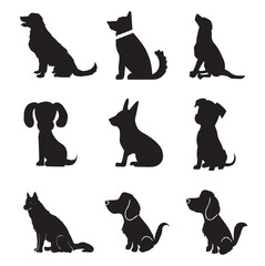 Sitting black and white dog vector