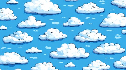 Whimsical Cloud Pattern with Bright Blue Sky Background