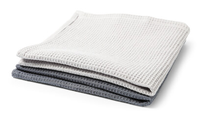 Two clean waffle towels isolated on white