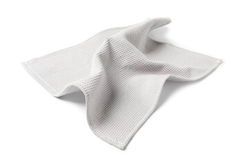 Clean light grey waffle towel isolated on white