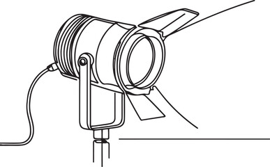 Outline of studio spotlight on stand with adjustable barn doors