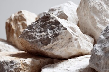 Close-up of textured, natural limestone rocks.