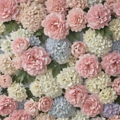 Pastel vintage rose, peony, hydrangea artificial flower wall backdrop ,  wedding,  wall