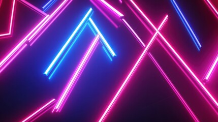 Vibrant Neon Lights Background with Geometric Patterns and Shapes