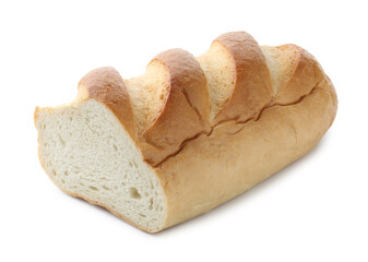 Half of bread loaf isolated on white