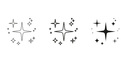 Star And Sparkle Decorative Line And Solid Icon Set. Radiant Twinkle And Shine Symbol Collection. Isolated Vector Illustration