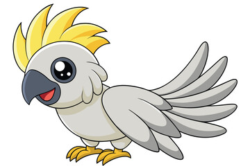 Cartoon Cockatoo Illustration Charming Bird with Golden Crest and Playful Expression Design