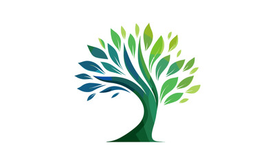 Vector illustration stylized tree icon, logo design, forest emblem, eco-friendly symbol, nature graphics, environmental branding, green leaf motif, sustainable concept.