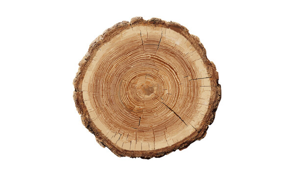 Felled tree cross-section, trunk slice with rings, stump texture, vector illustration, nature wood pattern, forest detail, tree cut bark, timber circle, png.