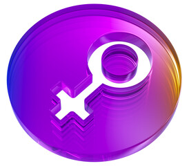 3d female gender icon colorful gradient. 3d rendering illustration for graphic design, ui ux design, presentation isolated on transparent background. colorful infinity with glass effect shaped