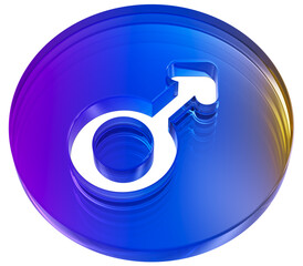 3d male gender icon colorful gradient. 3d rendering illustration for graphic design, ui ux design, presentation isolated on transparent background. colorful infinity with glass effect shaped