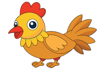 Cartoon Chicken Illustration Adorable Yellow and Orange Rooster Clipart Image for Kids' Designs