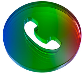 3d Phone call mark symbol realistic icon. call center icon. colorful infinity with glass effect shaped, Talking service call support hotline concept. 3d rendering illustration
