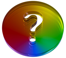 3d question mark symbol realistic icon. colorful infinity with glass effect shaped, Interrogation mark icon with 3d effect. FAQ, support, help, 3d rendering illustration