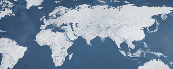 Stylized blue & white political world map; perfect for business use ,  clean,  africa,  europe